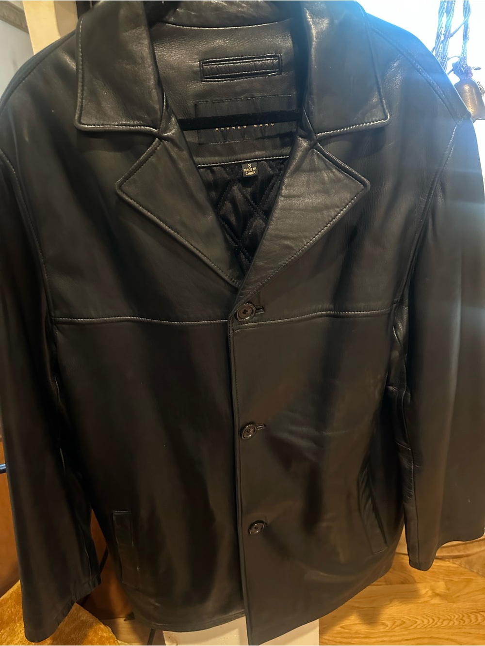 Marc New York Andrew Marc Men’s Small Black Genuine Leather Car Coat Jacket